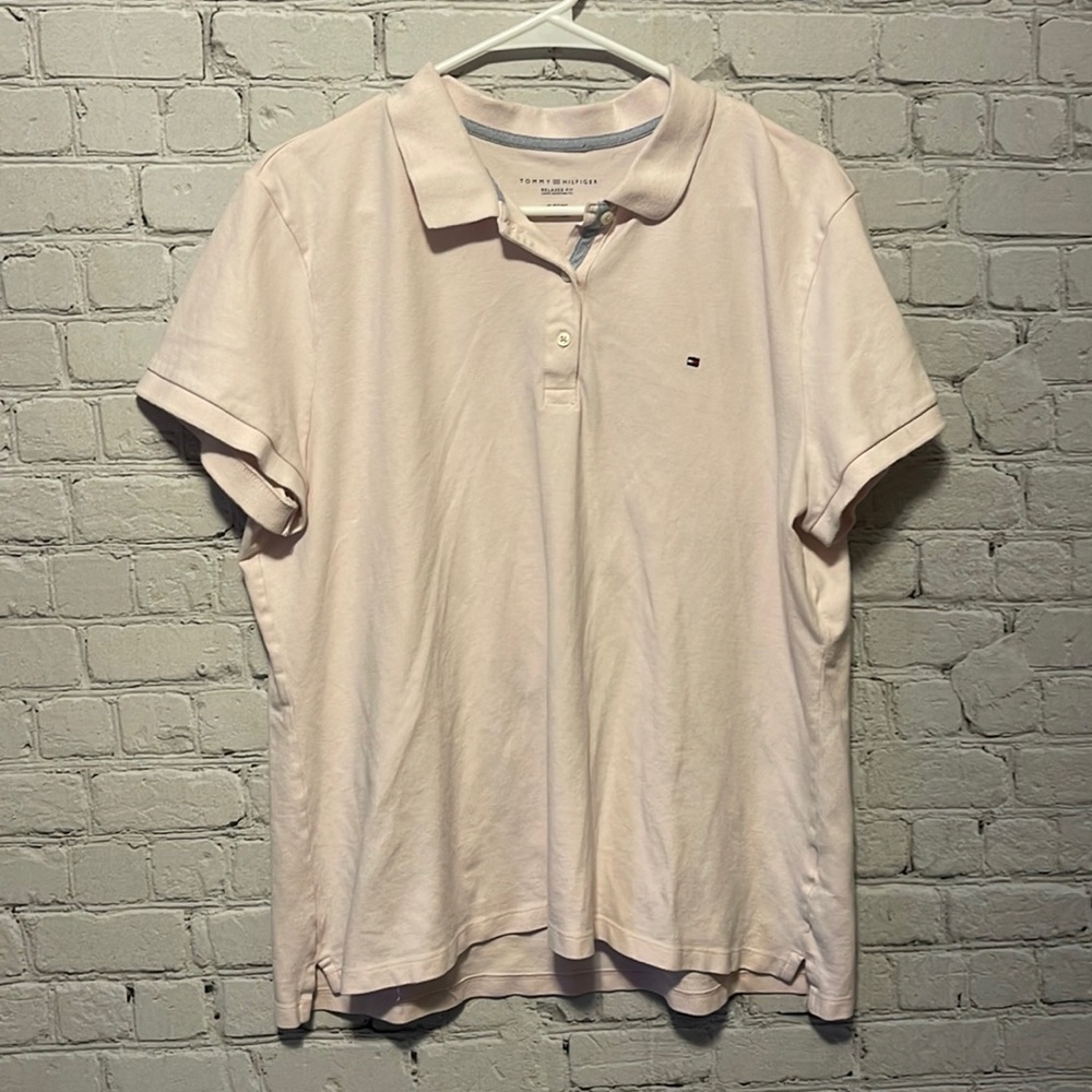 𝅺tommy Hilfiger Polo Size XL Pink Designer